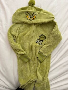 INC International Concepts Lime Green Grinch Fleece Hooded Onesie
